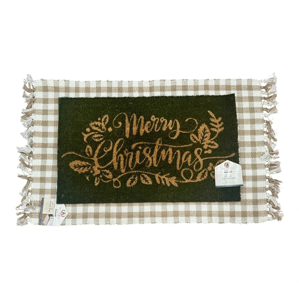 My Texas House Green Merry Christmas Outdoor Coir Mat, 18x30, 2025